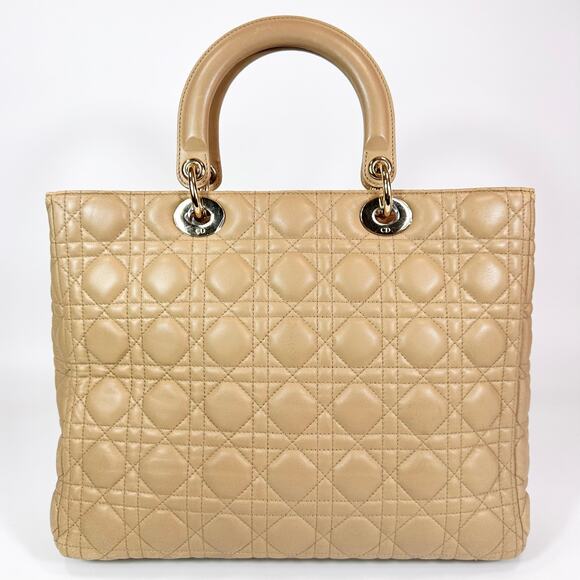 Christian Dior Lambskin Cannage Large Lady Dior Beige - Picture 3 of 12